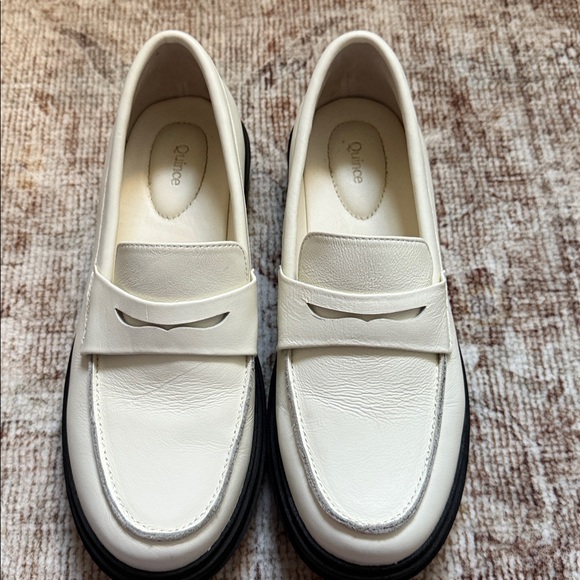 Quince Italian Leather Lug Sole Loafers Chunky Lug Sole Bone White Women US 8 - Picture 2 of 7